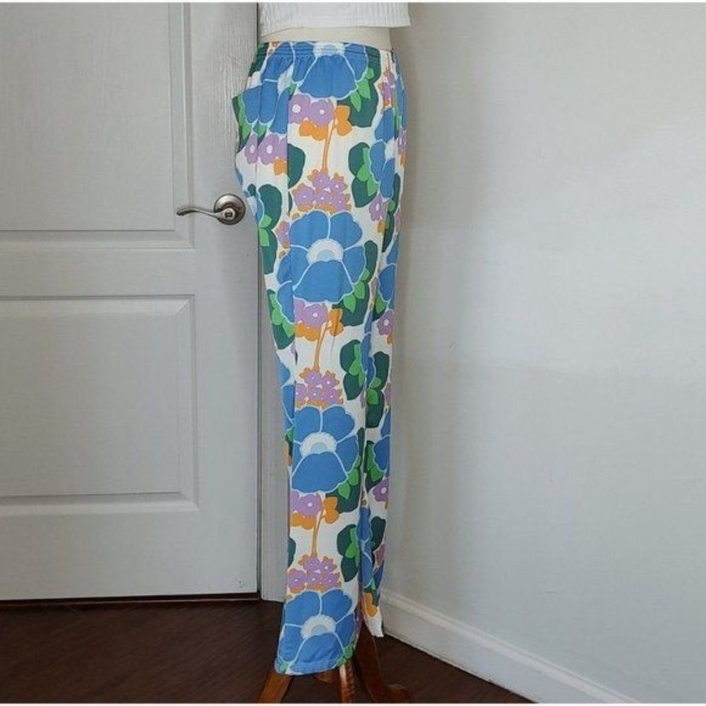 ZARA Floral Straight Leg Pants Groove Retro Bohemiam Hippie - Picture 7 of 11